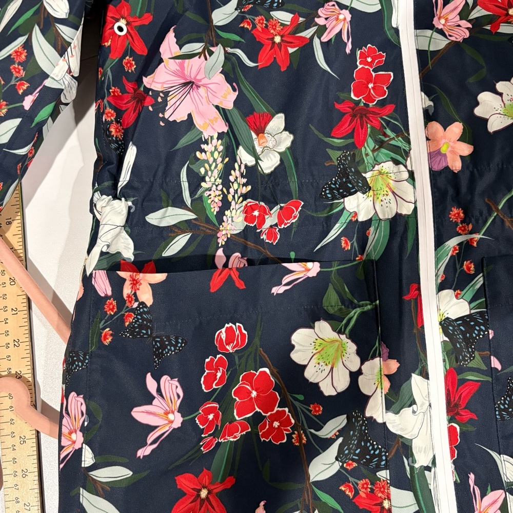 Nuage Navy Floral Print Waterproof Raincoat Size M - Picture 5 of 10